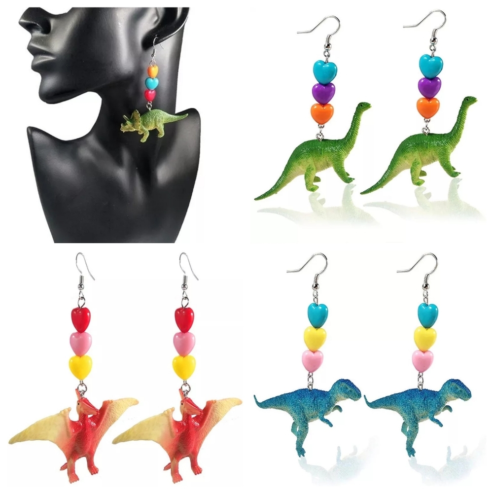 Dino Love Dinosaur Heart Statement Earrings